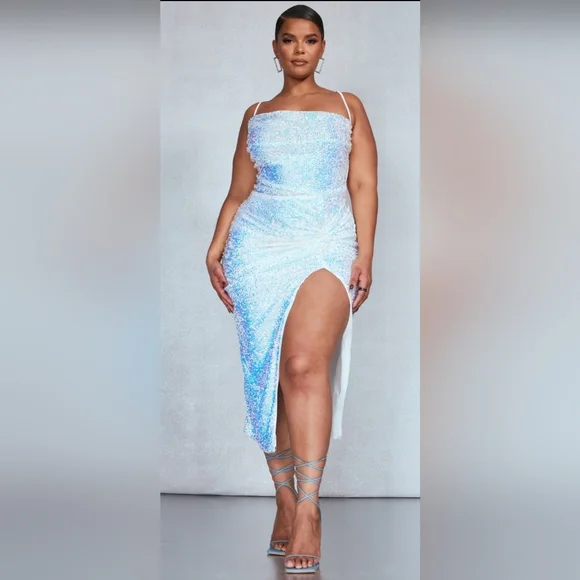 Prettylittlething white sequin dress - Picture 2 of 5